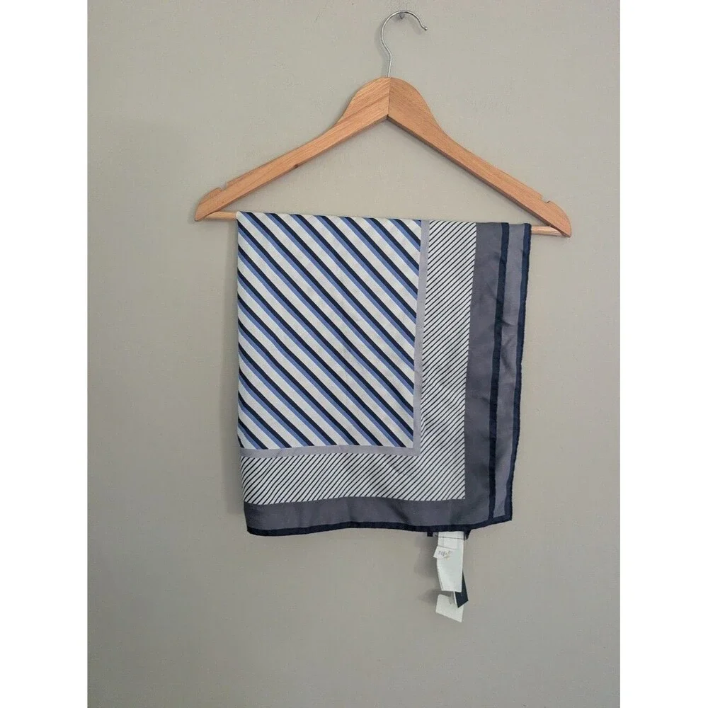 Banana Republic Silk Blue Gray Stripe Scarf